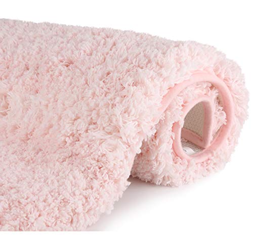 Weicher Shaggy Badteppich, wasserabsorbierend, dick, rutschfest und Plüsch Badematte für Badezimmer Rose von Sheepping