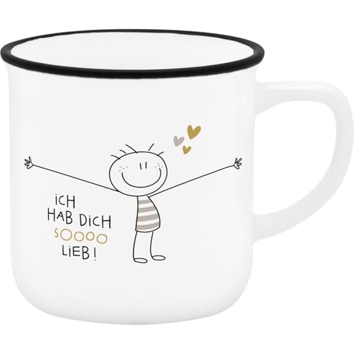 H:PPY life Espressotasse Motiv Hab dich so lieb | Mini-Tasse aus Porzellan, 10 cl, Tässchen mit Geschenk-Banderole | Geschenk Freunde, Geburtstag | 74754 von Sheepworld