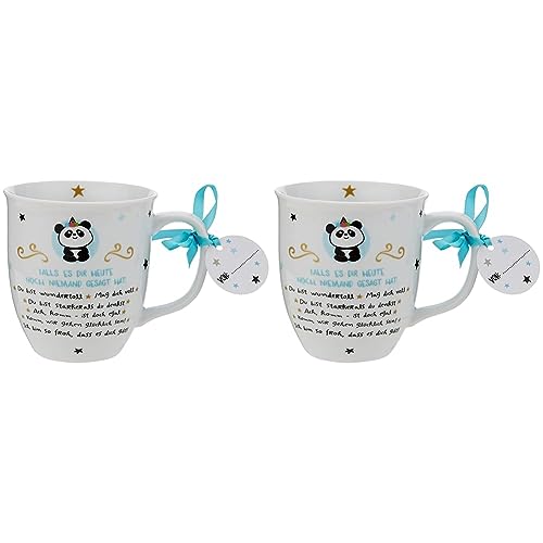 Hope & GloriaTasse mit Motiv Falls es dir heute noch niemand gesagt hat | Kaffeetasse, Tasse Panda, Porzellan, 40 cl | Tasse mit Spruch, Geschenk lustig | 46252 (Packung mit 2) von Sheepworld