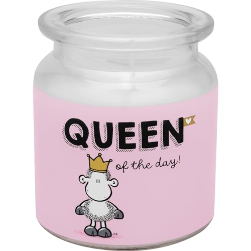 Sheepworld Kerze im Glas mit Motivdruck "Queen" | Duftkerze mit Vanille-Duft, im bedurckten Glas, Höhe 9 cm | Geschenk für Sie, Freundin, Schwester, Kollegin | 48849 von Sheepworld