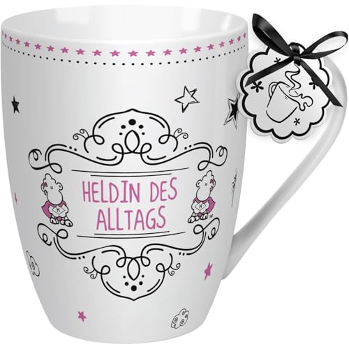 Sheepworld Tasse mit Spruch Heldin des Alltags | Kaffeetasse, Porzellan, 30 cl Lieblingstasse, Geschenk, Kollegin | 59258 von Sheepworld