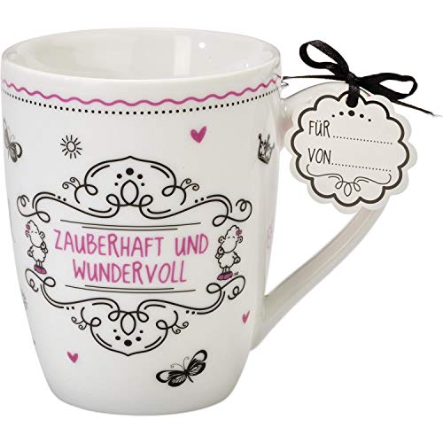 Sheepworld Tasse mit Spruch Zauberhaft und wundervoll | Kaffeetasse, Porzellan, 30 cl | Lieblingstasse, Geschenk, für sie, Freundin | 59261 von Sheepworld