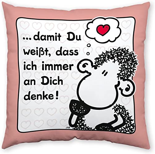 Sheepworld Kissen Motiv An Dich denke | Zierkissen, Baumwolle, 40 cm x 40 cm | Kissen Liebe | 42694 von Sheepworld