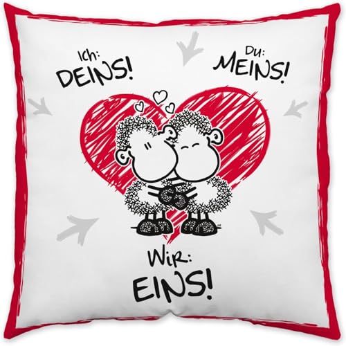 Sheepworld Kissen Motiv "Wir eins" | Zierkissen, Baumwolle, 40 cm x 40 cm | Kissen Valentinstag, Geschenk Liebe, Verliebt | 45189 von Sheepworld