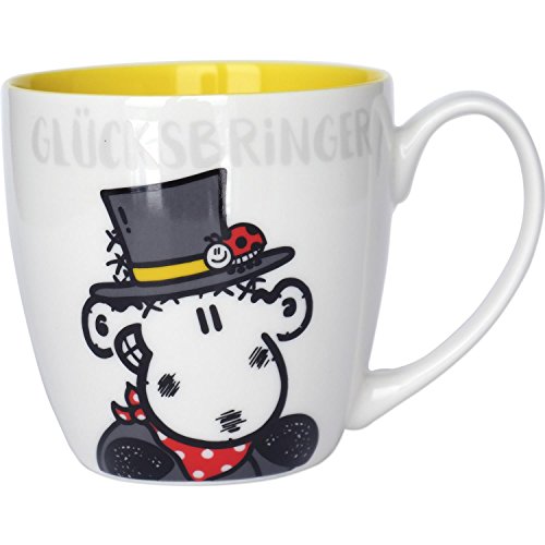 Sheepworld Kaffee 45428, Schaf als Schornstein-Feger, Innendruck gelb, Fine Bone China, 45 cl, Glücksbringer Tasse von Sheepworld