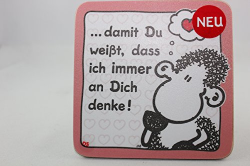 Sheepworld - 45455 - Untersetzer Nr. D5, Schaf, ... damit Du weißt, DASS ich Immer an Dich denke!, Kork, 9,5cm x 9,5cm von Sheepworld