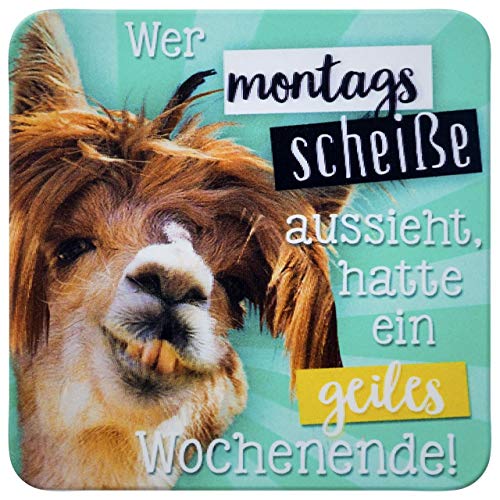 Sheepworld - 45860 - Untersetzer, 3D, Wer Montags scheiße aussieht, Hatte EIN geiles Wochenende!, C12, Kork, 9,5cm x 9,5cm von Sheepworld