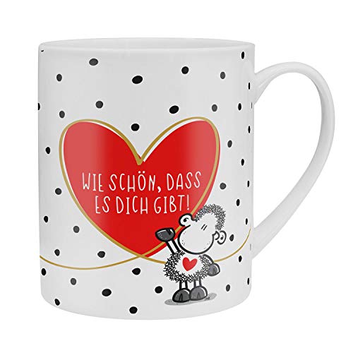 Sheepworld XL-Tasse "Schön, dass es dich gibt" | Große Tasse aus Porzellan, Jumbo-Tasse, 60 cl, Tasse mit Spruch | Geschenk, Freund, Freundin | 46219 von Sheepworld