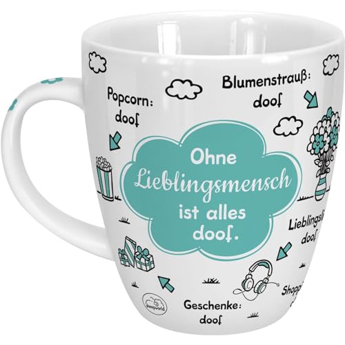 Sheepworld Tasse mit Motiv "Ohne Lieblingsmensch ist alles doof" | Porzellan, 45 cl | Tasse für Kaffee und Tee, Tasse mit Spruch | 46508 von Sheepworld