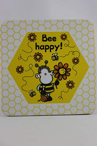 Sheepworld - 46677 - Untersetzer, Biene, Bee Happy!, Kork, 9,5cm x 9,5cm von Sheepworld