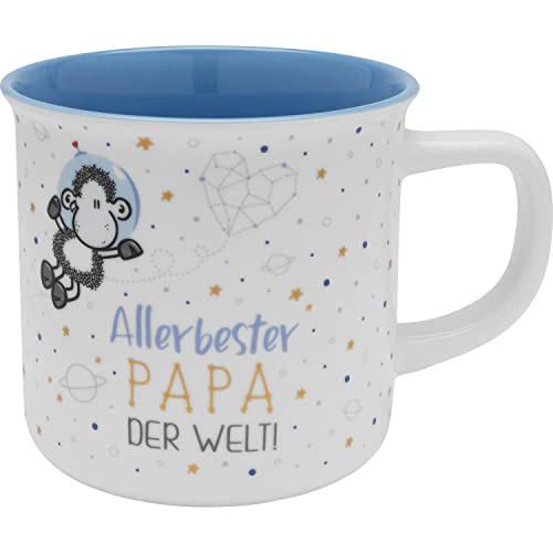 Tasse Allerbester Papa: Porzellantasse mit farbiger Innenglasur in Geschenkbanderole von Sheepworld