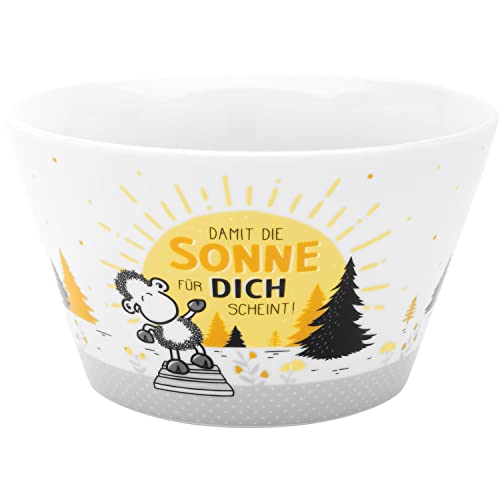 Sheepworld Schale mit Motiv Sonne | Porzellan, 60 cl, Frühstücksschale mit Spruch | Geschenk, Müslischale | 47549, Gelb von Sheepworld