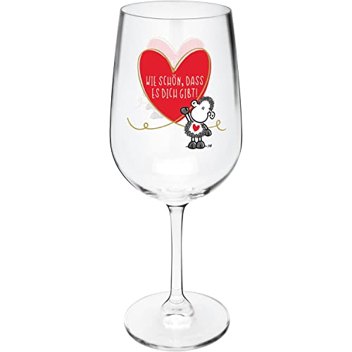 Sheepworld Weinglas Motiv "Herz" | Glas mit Motivdruck, 40 cl, Mehrfarbig | Geschenk, lustige Überraschung, Party | 47830 von Sheepworld