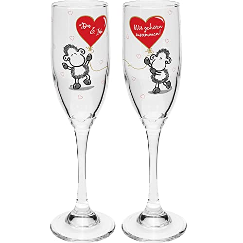 Sheepworld Sektglas-Set mit Motivdruck "Du & Ich" | Sektgläser, 20 cl, Geschenkbox | Geschenk Hochzeit | 47881 von Sheepworld