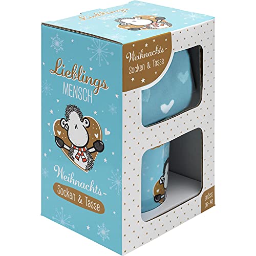 Weihnachts-Socken & Tasse Lieblingsmensch: Geschenkset. Socken Größe 36-40 von Sheepworld