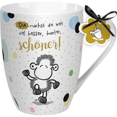 Sheepworld Tasse mit Spruch "Du machst die Welt schöner" | Kaffeetasse, Porzellan, 30 cl | Sheepworld Lieblingstasse, Geschenk, Freund, Freundin | 59601 von Sheepworld