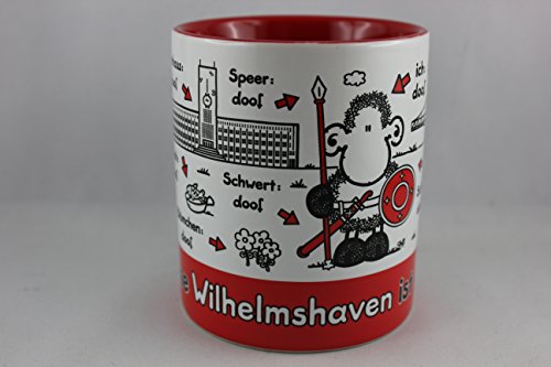 Sheepworld - 61212 - Kaffeebecher, Ohne Wilhelmshaven ist alles doof, Steingut, Höhe: 9,5cm, Durchmesser: 8cm, spülmaschinengeeignet von Sheepworld