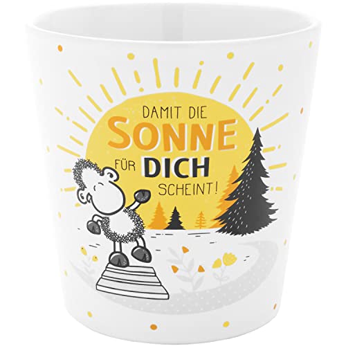 Sheepworld Blumentopf mit Motiv Sonne | Blumenübertopf aus Steinzeug, Höhe 10,5 cm, mit Spruch und Geschenk-Banderole | Geschenk Blumen, Geburtstag | 47551 von Sheepworld