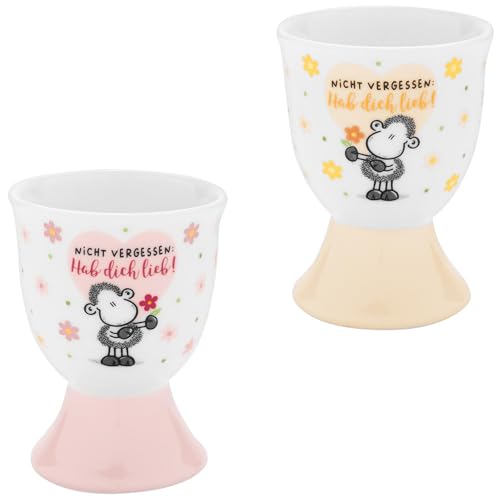 Sheepworld Eierbecher-Set Motiv "Lieb" | Geschirrset bestehend aus 2 Eierbechern, Porzellan, Höhe 6,8 cm, in Geschenk-Banderole | Geschenk Ostern, Osternest, Osterdeko | 73823 von Sheepworld