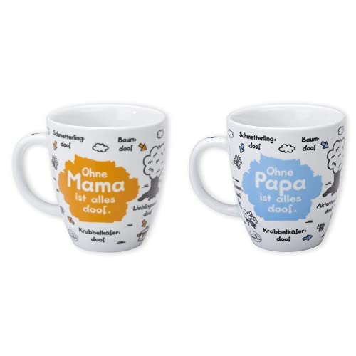 Sheepworld Geschenkset 42620 + 42621 Tasse Mama + Tasse Papa, Porzellan, 45 cl von Sheepworld