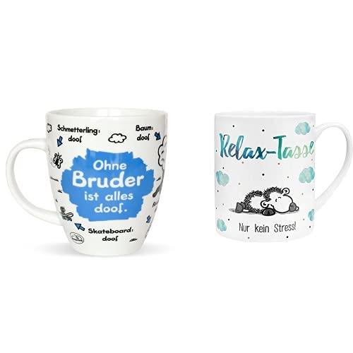 Sheepworld Geschenkset 45140 + 45755 Tasse Bruder + Tasse Relax, Porzellan von Sheepworld