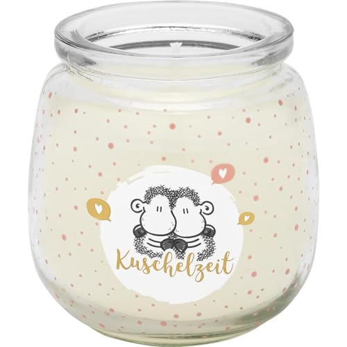 Sheepworld Kerze Motiv Kuschelzeit | Duftkerze Vanille, Kerze im Glas, Höhe 8,5 cm, mit Motivdruck | Geschenk Verliebte, Valentinstag | 48569 von Sheepworld