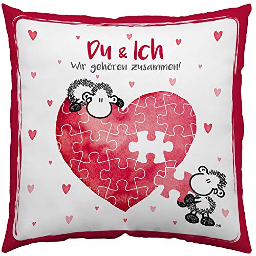 Sheepworld Kissen Motiv "Du und ich" | Zierkissen, Baumwolle, 40 cm x 40 cm | Kissen Verliebte | 45323 von Sheepworld