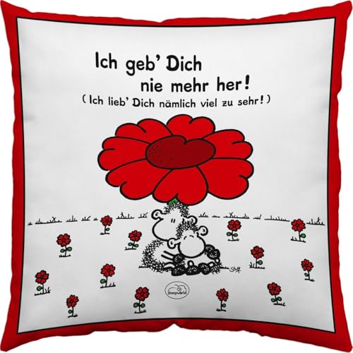 Sheepworld Kissen Motiv "Ich geb dich nie mehr her"| Zierkissen, Baumwolle, 40 cm x 40 cm | Kissen mit Spruch | 40854 von Sheepworld