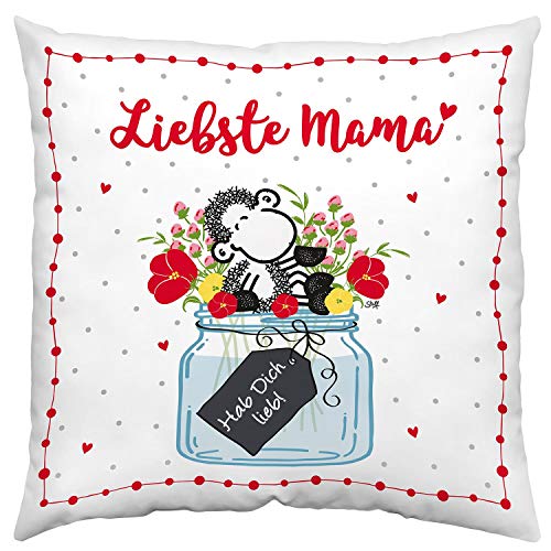 Sheepworld Kissen Motiv "Liebste Mama"| Zierkissen, Baumwolle, 40 cm x 40 cm | Geschenk Mama | 45615 von Sheepworld