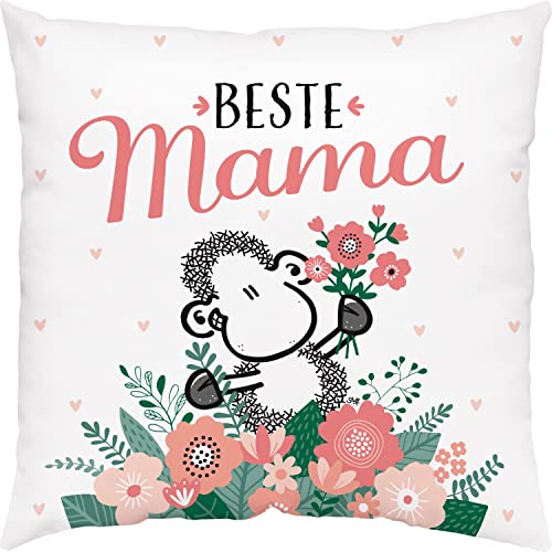 Sheepworld Kissen Motiv "Mama" | Zierkissen Baumwolle, 40 cm x 40 cm | Geschenk Muttertag | 48008 von Sheepworld