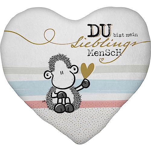 Sheepworld Plüschkissen Motiv Mensch | Plüschkissen in Herzform, 30 cm x 25 cm, Mehrfarbig, 100% Polyester | Geschenk, Liebe, Valentinstag | 48185 von Sheepworld