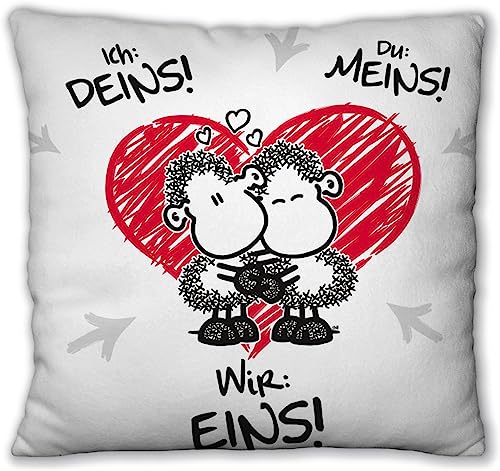 Sheepworld Plüschkissen Motiv "Wir eins" | Zierkissen, 25 cm x 25 cm, 100% Polyester | Geschenk, Dekoartikel | 45190 von Sheepworld