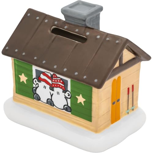 Sheepworld Spardose Die Welt ist schön | 3D-Spardose in Haus-Form, Winterhäuschen, Hütte | Geschenk für Weihnachten, Geldgeschenk | 74410 von Sheepworld