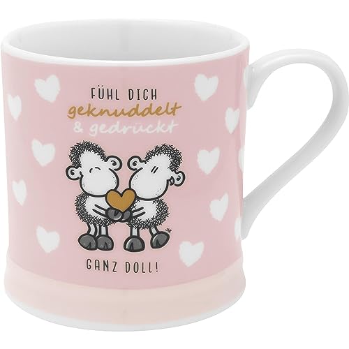 Sheepworld Tasse Motiv "Knuddel" | Kaffeetasse, Porzellan, Tasse mit Spruch, 40 cl, in Geschenkbanderole | Geschenk Paare, Liebe, Valentinstag | 48564 von Sheepworld