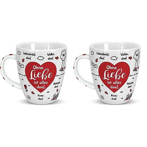 Sheepworld Tasse Ohne Liebe ist alles doof | Porzellan, 45 cl | Tasse für Kaffee und Tee, Tasse mit Spruch | 46506 (Packung mit 2) von Sheepworld