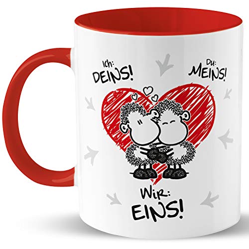 Sheepworld Tasse für Paare »Wir: EINS!« Tasse mit Namen, personalisierbar | Porzellan, 32,5 cl | Geschenk Valentinstag, Jahrestag | L1383 von Sheepworld