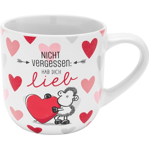 Sheepworld Tasse groß Motiv "Hab dich lieb" | Kaffeetasse, Steinzeug, Tasse mit Spruch, 50 cl, in Geschenkbanderole | Geschenk Paare, Liebe, Valentinstag | 48515 von Sheepworld