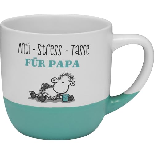 Sheepworld Tasse mit Motiv Antistress Papa | Kaffeetasse, Steinzeug, 40 cl, Tasse in Geschenkbanderole | Geschenk Vatertag, Männergeschenk, Geschenk Papa | 48783 von Sheepworld