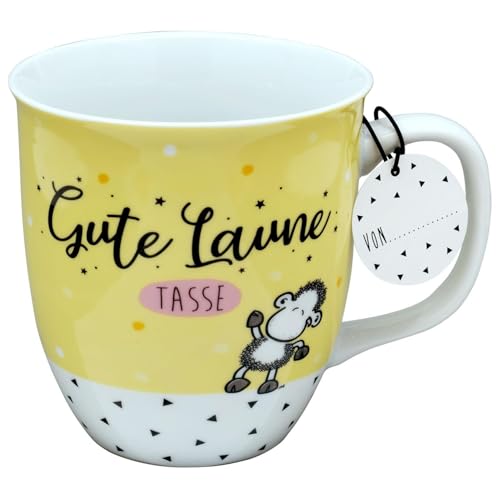 Sheepworld Tasse mit Motiv "Gute Laune" | Sprüche-Tasse, Porzellan, Tasse mit Spruch, 40 cl | Geschenk | 46457 von Sheepworld