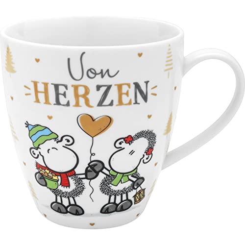 Sheepworld Tasse Motiv "Von Herzen" | Tasse Winter, Porzellan, Geschenk-Banderole, 45 cl, Tasse lustig | Tasse mit Spruch, Geschenk Weihnachten, Nikolaus, Advent | 51092 von Sheepworld