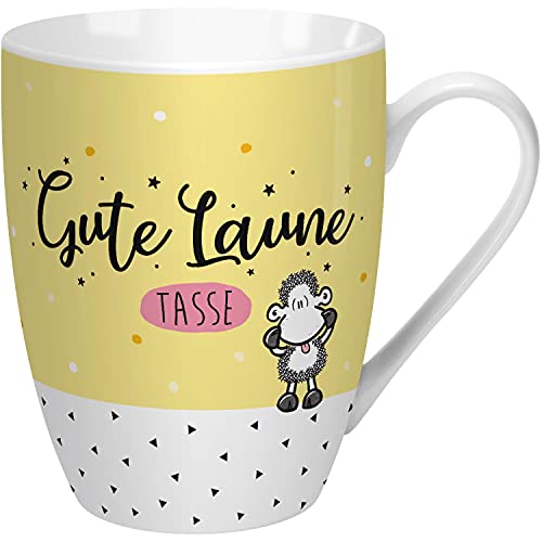 Sheepworld Tasse mit Spruch "Gute Laune" | Kaffeetasse, Porzellan, 30 cl | Sheepworld Lieblingstasse, Geschenk | 59613 von Sheepworld