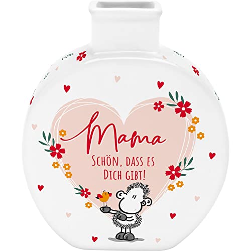 Sheepworld Vase mit Motiv Mama schön | Vase in Flaschenform, Porzellan, Höhe 11,8 cm | Geschenk Mama, Muttertagsgeschenk | 48108 von Sheepworld