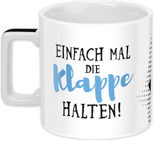 Sheepworld Wortheld-Tasse 45926, Tee-Tasse Klappe halten, Porzellan, 45 cl, schwarz-weiß von Sheepworld