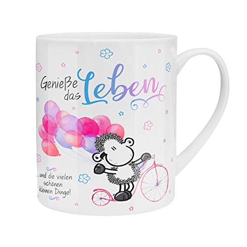 Sheepworld XL-Tasse Motiv "Genieße" | Große Tasse aus Porzellan, Jumbo-Tasse, 60 cl, Tasse mit Spruch | Geschenk, Freund, Freundin | 46205, 1 Stück (1er Pack) von Sheepworld