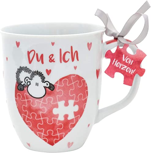 Sheepworld Tasse „Du & Ich“ | Tasse für Kaffee und Tee. Tasse mit Spruch, perfekt als Geschenkidee zum Valentinstag | Porzellan Kaffeetasse | Herztasse | 45321 von Sheepworld