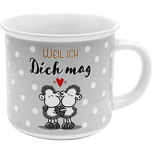 Sheepworld Tasse in Geschenkbox "Weil ich Dich mag" | Kaffeetasse, Porzellan, 38 cl, Grau | Geschenk Liebe, Weihnachten, Valentinstag | 47333 von Sheepworld