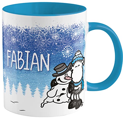 Sheepworld Wintertasse »Schön, dass es Dich gibt!«, mit Wunschnamen, personalisiert (blau) von Sheepworld