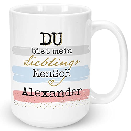 Sheepworld Motiv »Lieblingsmensch…« XL-Tasse mit Wunschnamen, personalisiert (weiß) | Keramik, 42,7 cl, Jumbo-Tasse mit Namen | Geschenk personalisiert | L1854 von Sheepworld