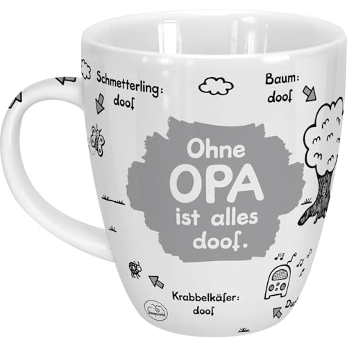 Sheepworld Tasse Ohne Opa ist alles doof | Porzellan, 45 cl | Porzellantasse für Kaffee und Tee, Tasse mit Spruch, Geburtstag | 45136 von Sheepworld