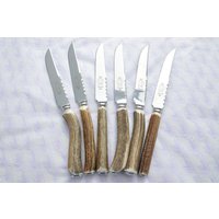 6 Große Windsor Hirsch/Geweih/Horn Griff Steakmesser Verpackt Aus Sheffield England von SheffieldCutleryShop